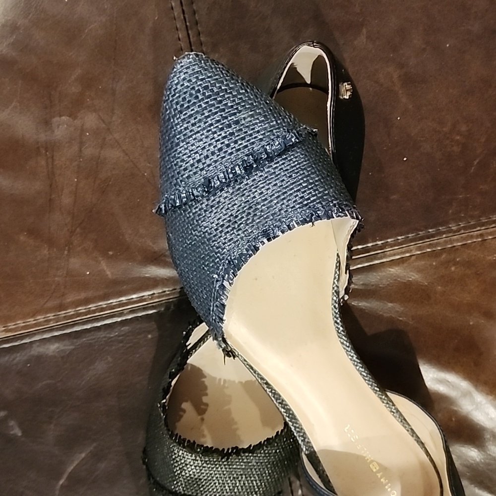 Navy blue linen shoes